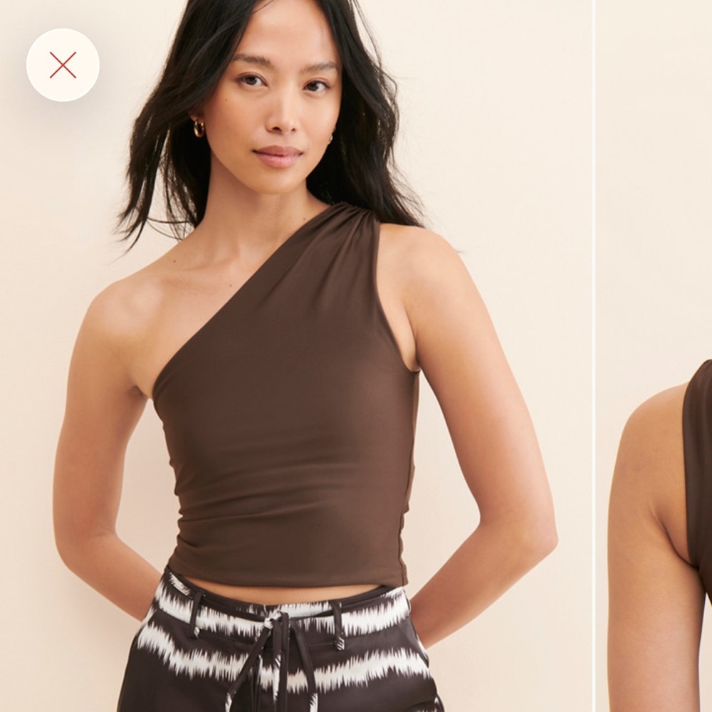 One-Shoulder Brown Women's Tank Top